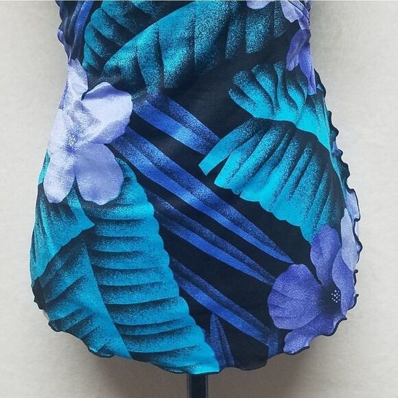 VINTAGE Robby Len Purple Plumbago Dress Swimsuit - Picture 4 of 13